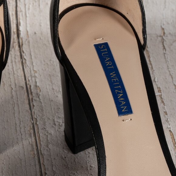 Stuart Weitzman Nearlynude Ankle Strap City Sandal Black Dress Nappa 8 M - Picture 11 of 15